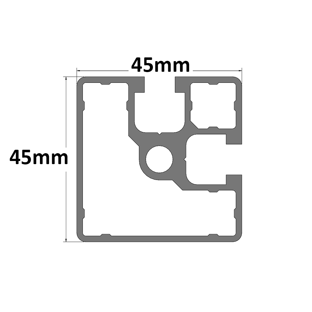 10-4545S2A-0-72IN MODULAR SOLUTIONS EXTRUDED PROFILE<br>45MM X 45MM 2G SMOOTH SIDES ADJACENT, CUT TO THE LENGTH OF 72 INCH